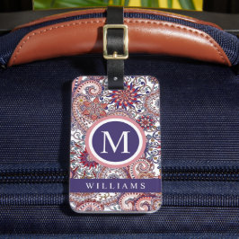 Etiqueta Para Maletas Patrón de paisley morado rosa rosa azul personaliz