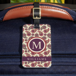 Etiqueta Para Maletas Patrón de paisley rojo morado morado personalizado