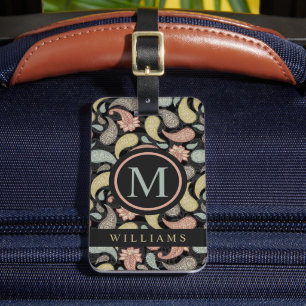 Etiqueta Para Maletas Patrón de paisley rosa rosa azul amarillo amarillo