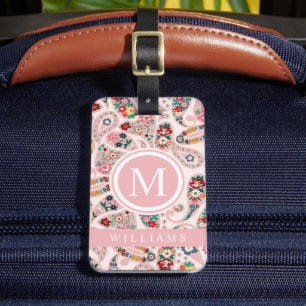 Etiqueta Para Maletas Patrón de paisley rosado del bebé oscuro claro del