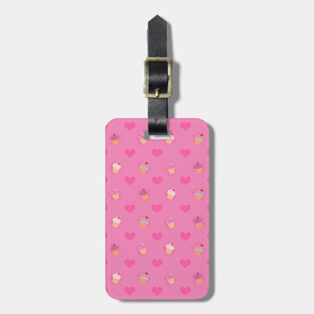Etiqueta Para Maletas Patrón de pastel rosa (Frente Vertical)