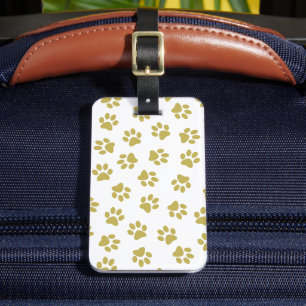 Etiqueta Para Maletas Patrón De Paws, Paws De Perro, Papas De Oro