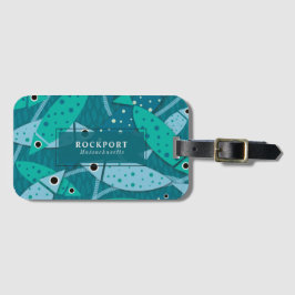 Etiqueta Para Maletas Patrón de peces de natación tropical personalizado