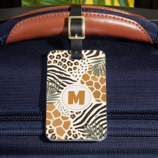 Etiqueta Para Maletas Patrón de piel de animal africano de cebra leopard