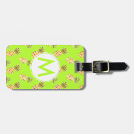 Etiqueta Para Maletas Patrón de piña trópica en monograma brillante