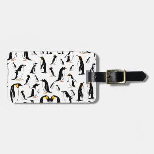 Etiqueta Para Maletas Patrón de pingüinos en blanco y negro