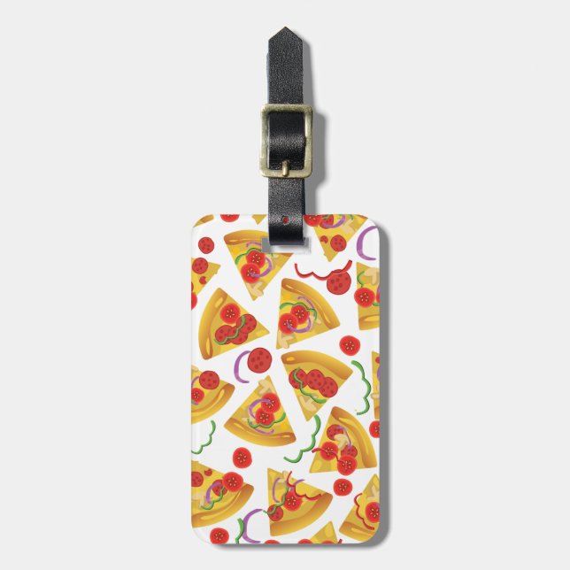 Etiqueta Para Maletas Patrón De Pizza Slice (Frente Vertical)
