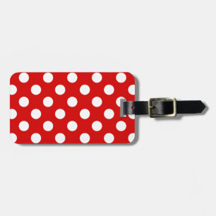 Etiqueta Para Maletas Patrón De Puntos Rojos Y Blancos De Polka