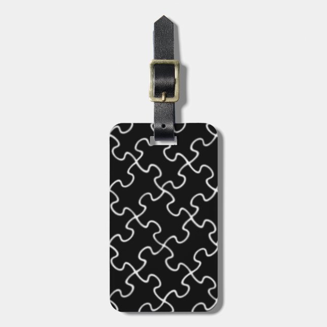 Etiqueta Para Maletas patrón de puzzle negro (Frente Vertical)