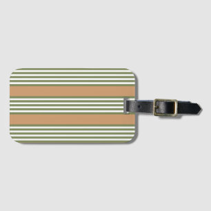 Etiqueta Para Maletas Patrón de rayas de color verde oliva y blanco con 