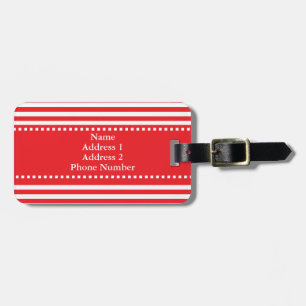 Etiqueta Para Maletas Patrón de rayas rojas y blancas