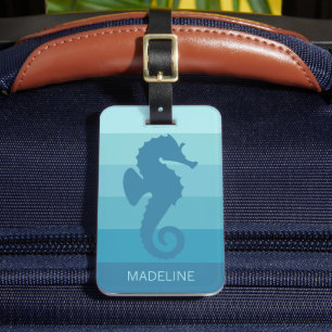 Etiqueta Para Maletas Patrón de rayas verdes azul turquesa Verde azulada