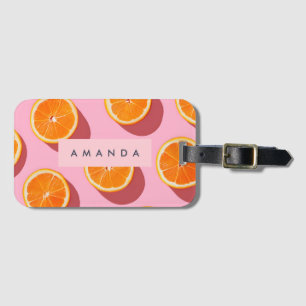 Etiqueta Para Maletas Patrón de rebanado Naranja personalizado monograma