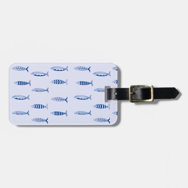 Etiqueta Para Maletas Patrón de Sardinas (Frente Horizontal)