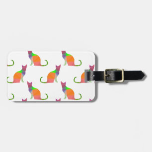 Etiqueta Para Maletas Patrón de silueta de gato con bajo contenido de pó