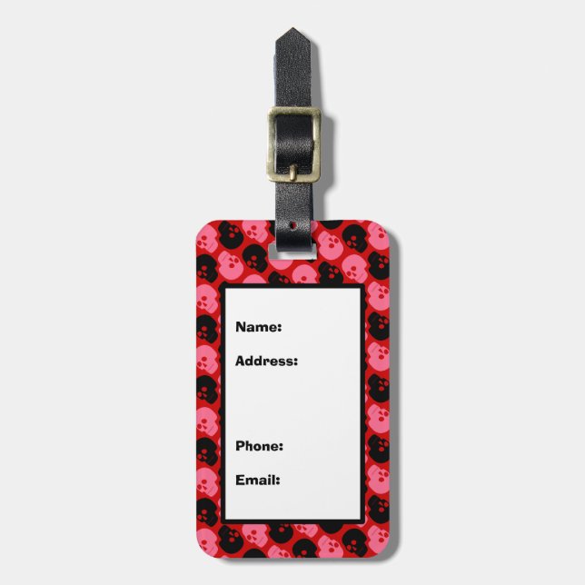 Etiqueta Para Maletas Patrón de Skulls (Frente Vertical)