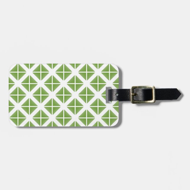 Etiqueta Para Maletas Patrón de triángulo de moda verde (Frente Horizontal)