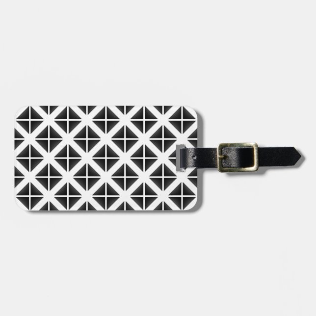 Etiqueta Para Maletas Patrón de triángulo negro de moda (Frente Horizontal)