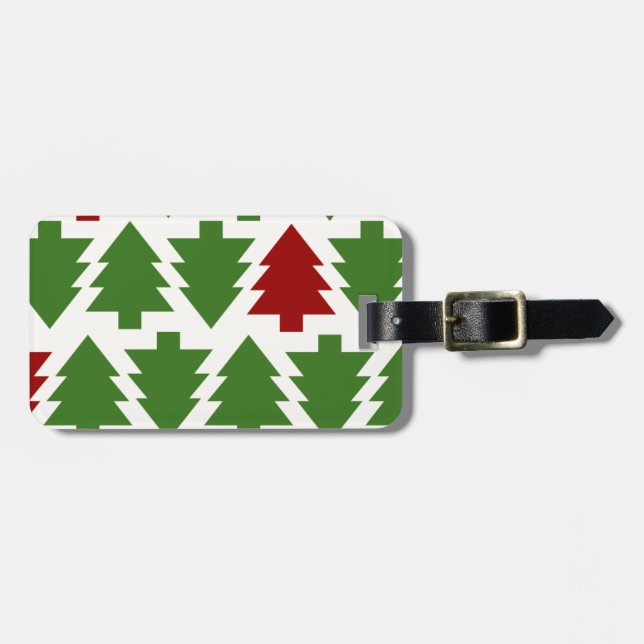 Etiqueta Para Maletas Patrón de vacaciones de árboles de Navidad (Frente Horizontal)