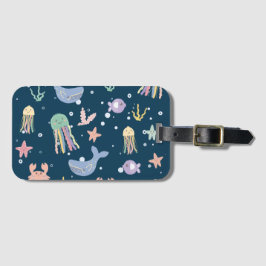 Etiqueta Para Maletas Patrón de vida marina sin problemas