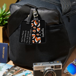 Etiqueta Para Maletas Patrón deportivo de voleibol naranja