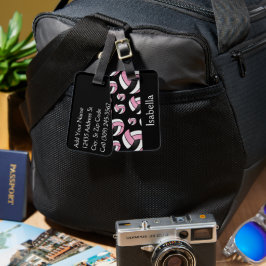 Etiqueta Para Maletas Patrón deportivo de voleibol rosa