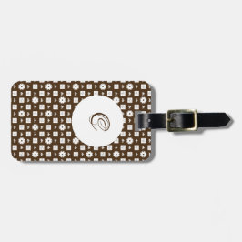 Etiqueta Para Maletas Patrón elegante de cuadros marrones y blancos