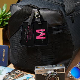 Etiqueta Para Maletas Patrón elegante monograma moderno minimalista