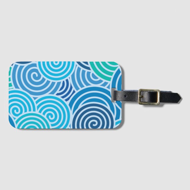 Etiqueta Para Maletas Patrón espiral azul moderno (Anverso horizontal)