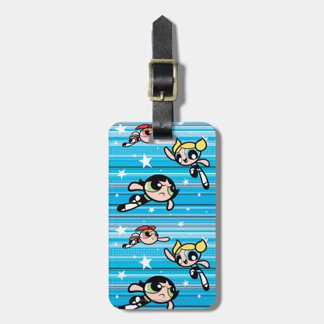 Etiqueta Para Maletas Patrón estrella de Chicas Powerpuff (Frente Vertical)