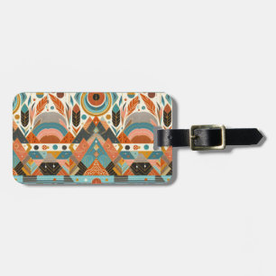 Etiqueta Para Maletas Patrón étnico tribal africano multicolores tierra