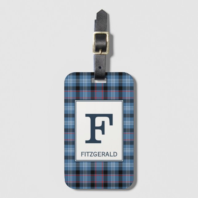 Etiqueta Para Maletas Patrón Fitzgerald Tartan Blue Planteate (Anverso vertical)