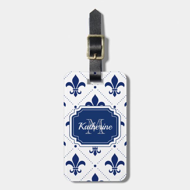 Etiqueta Para Maletas Patrón Fleur-de-lis (Frente Vertical)