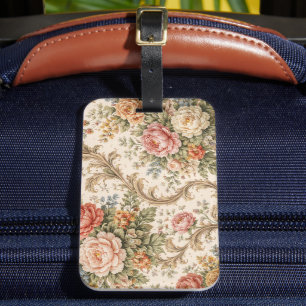 Etiqueta Para Maletas Patrón floral barroco elegante vintage