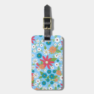 Etiqueta Para Maletas Patrón floral de colores alegres y elegantes