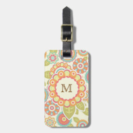 Etiqueta Para Maletas Patrón floral de las flores de los hongos retro bo