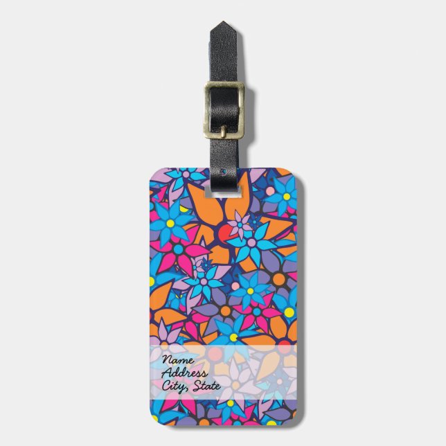 Etiqueta Para Maletas Patrón floral de moda #2 (Frente Vertical)