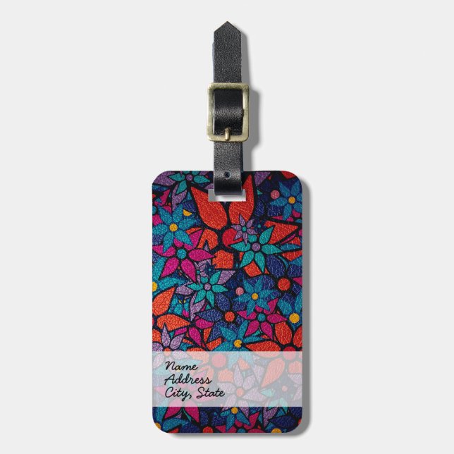 Etiqueta Para Maletas Patrón floral de moda #3 (Frente Vertical)