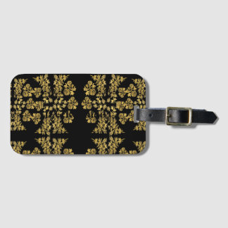 Etiqueta Para Maletas Patrón floral dorado estético premium