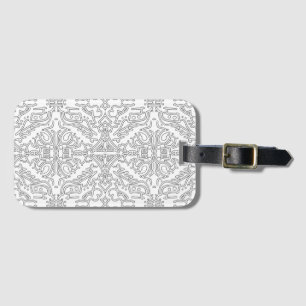 Etiqueta Para Maletas Patrón floral gris minimalista