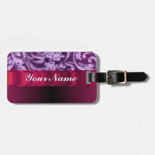 Etiqueta Para Maletas Patrón floral malvado mauve en magenta