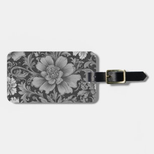 Etiqueta Para Maletas Patrón floral monocromo vintage