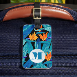 Etiqueta Para Maletas Patrón floral monogramado
