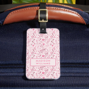 Etiqueta Para Maletas Patrón floral personalizado pastel suave rosa clar
