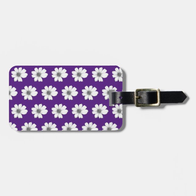 Etiqueta Para Maletas Patrón floral púrpura (Frente Horizontal)