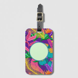 Etiqueta Para Maletas Patrón floral tropical con texto personalizado Pla