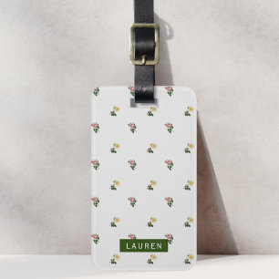 Etiqueta Para Maletas Patrón Floral Vintage con Nombre Personalizado
