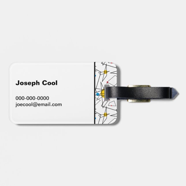 Etiqueta Para Maletas Patrón geométrico angular retro personalizado (Atrás Horizontal)