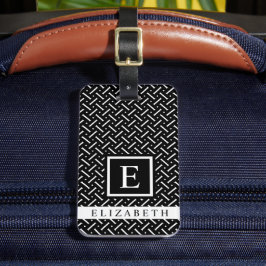 Etiqueta Para Maletas Patrón Geométrico Blanco Y Negro De personalizable