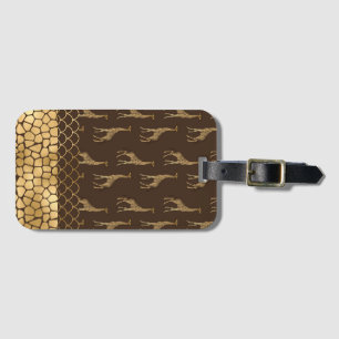 Etiqueta Para Maletas Patrón Giraffe Purpurina de oro bonito